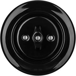 PORCELAIN WALL LIGHT SWITCH BLACK ROTARY - DYKE & DEAN