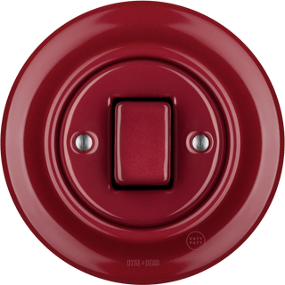 PORCELAIN WALL LIGHT SWITCH BURGUNDY FAT BUTTON - DYKE & DEAN