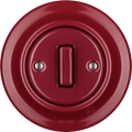 PORCELAIN WALL LIGHT SWITCH BURGUNDY SLIM BUTTON - DYKE & DEAN