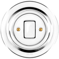 Chrome porcelain wall light switch with fat button by Katy Paty