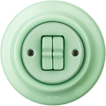 Mint porcelain two-gang toggle wall light switch by Katy Paty
