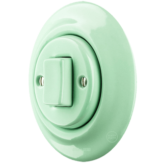 PORCELAIN WALL LIGHT SWITCH MINT FAT BUTTON - DYKE & DEAN