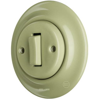 PORCELAIN WALL LIGHT SWITCH MOSS GREEN SLIM BUTTON - DYKE & DEAN