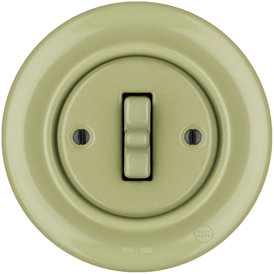 PORCELAIN WALL LIGHT SWITCH MOSS GREEN TOGGLE - DYKE & DEAN