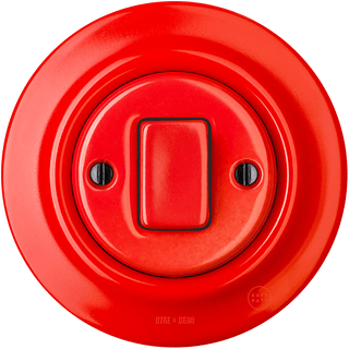 PORCELAIN WALL LIGHT SWITCH RED FAT BUTTON - DYKE & DEAN