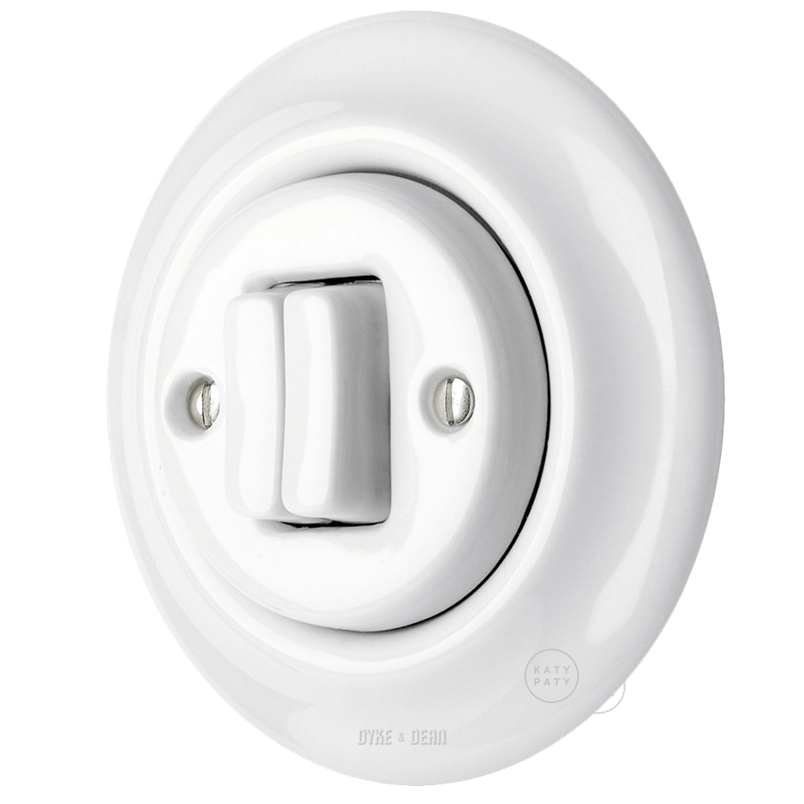 PORCELAIN WALL LIGHT SWITCH WHITE DOUBLE - DYKE & DEAN