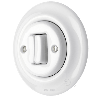 PORCELAIN WALL LIGHT SWITCH WHITE DOUBLE - DYKE & DEAN