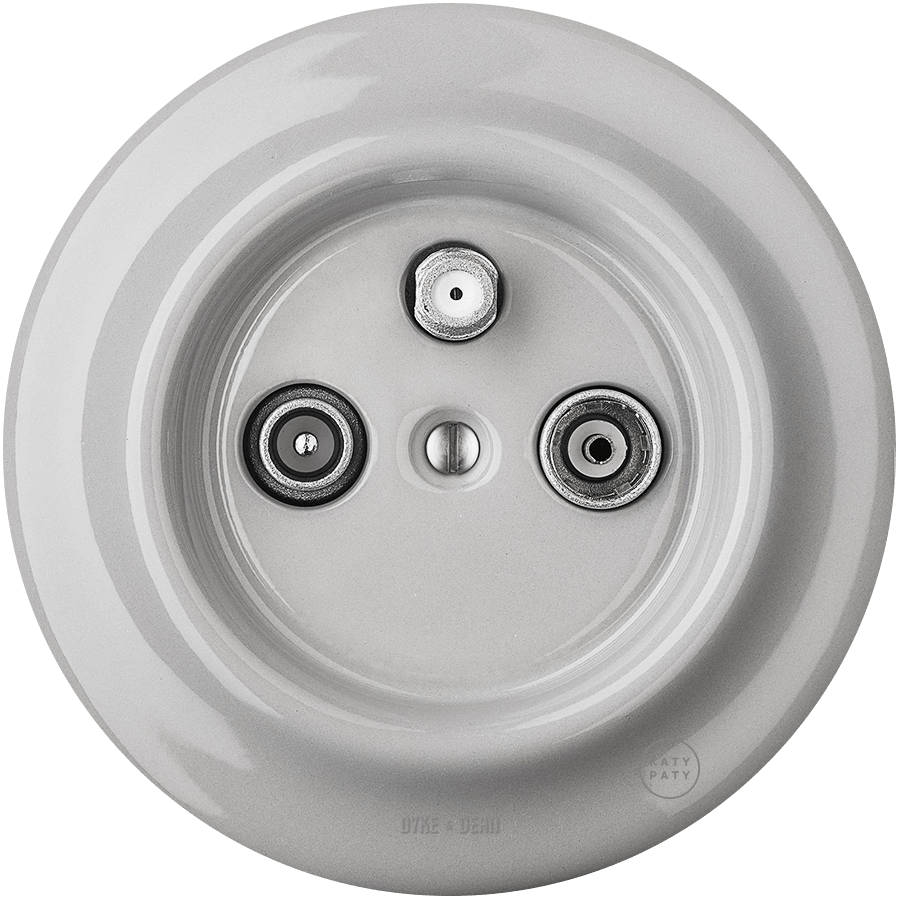 PORCELAIN WALL SOCKET GREY TV ANTENNA - DYKE & DEAN