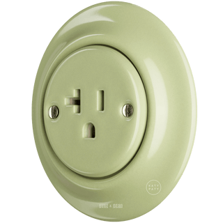 PORCELAIN WALL SOCKET MOSS GREEN USA 20 AMP - DYKE & DEAN