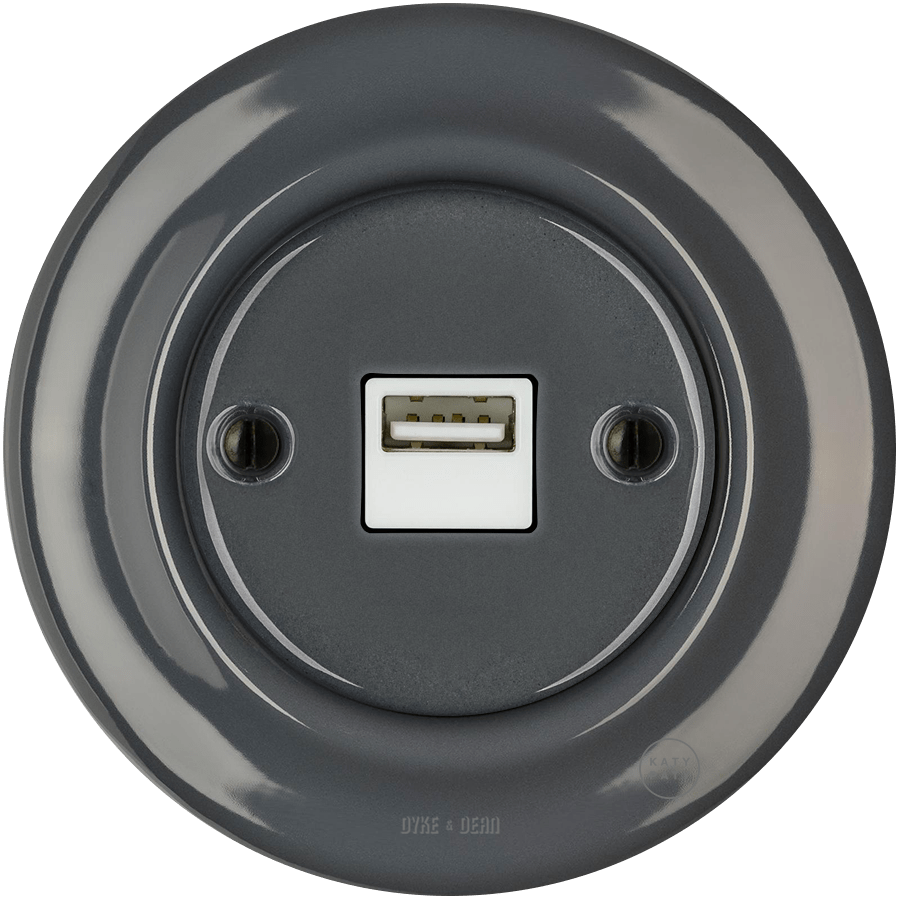 PORCELAIN WALL USB CHARGER DARK GREY - DYKE & DEAN