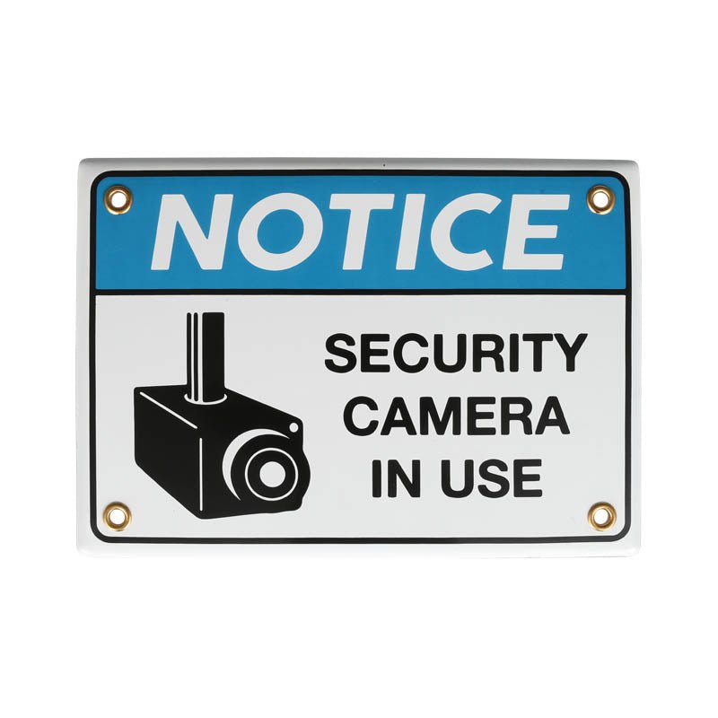 SECURITY CAMERA ENAMEL SIGN - DYKE & DEAN