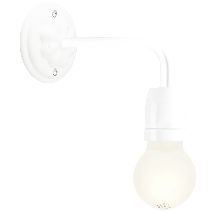 WHITE CERAMIC 90° DEGREE WALL LIGHT - DYKE & DEAN