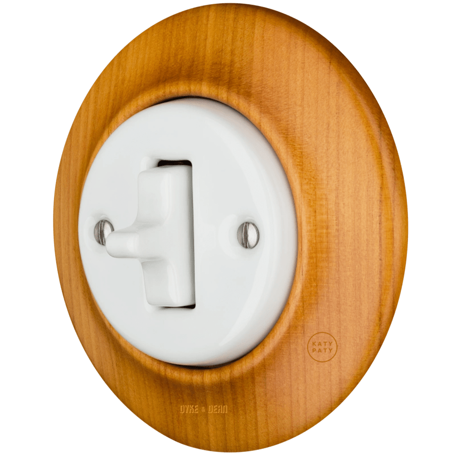 WOODEN PORCELAIN WALL LIGHT SWITCH PADELUS TOGGLE - DYKE & DEAN