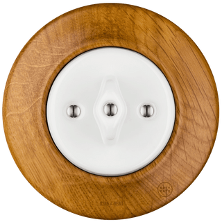 WOODEN PORCELAIN WALL LIGHT SWITCH ROBUS ROTARY - DYKE & DEAN